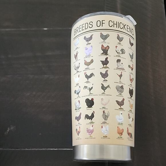 BREEDS OF CHICKENS Tumblers With Lid Travel Cup Hot or Cold 20 oz Set of 2 - Picture 3 of 6